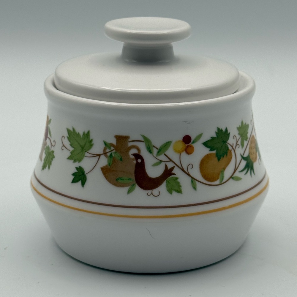 Vintage Noritake Homecoming Sugar Bowl w/ Lid-Fall Harvest Stoneware -Japan
